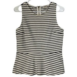 J. Crew Ponte Peplum Striped Top